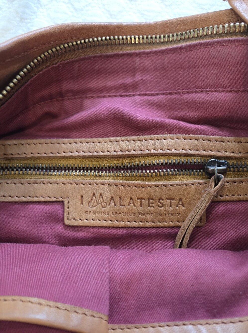 Imalatesta Brown Genuine Leather Woven Tote Purse Handbag Italy Boho - Picture 8 of 9